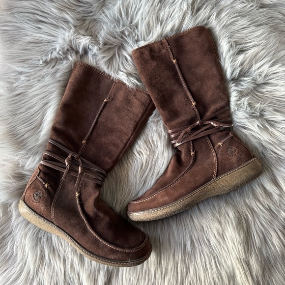 Timberland Shoes - Timberland Brown Suede Leather Shearling Tall Boots